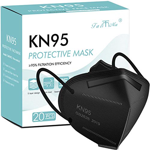 TAIMU TM KN95 Máscaras faciais para proteção preta, eficiência do filtroFaca