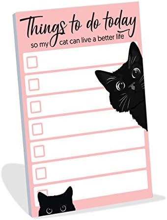 Funny Cat Small To Fat List Notes Sticky | Coisas para fazer hoje para que meu gato possa viver uma vida melhor | Black Cat Humor