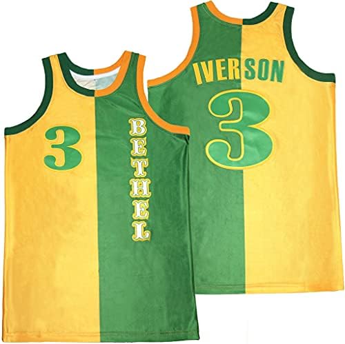 Cisumaoyi Men's #3 Iverson Bethel High School Basketball Jersey Stitched