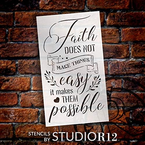 A fé torna possível estêncil com coração por Studior12 | Decoração de casa motivacional DIY | Sinais de madeira de artesanato e tinta