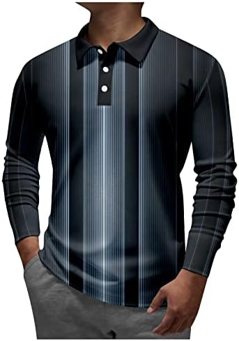 Camisas pólo para homens de lapela masculina de manga longa Top casual top solto camisa de camisa esportiva