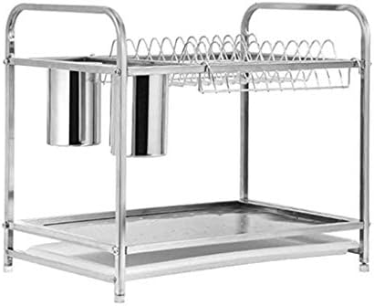 Rack de prato prateado GFDFD - Rack de rack de rack de rack de rack de cozinha rack armazenamento caseiro prato de prato de prato de prato duplo coloque o prato de prato