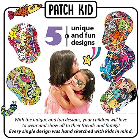 Patch Kid Eye Patches/Bandragens adesivas para crianças, tamanho médio. Divertido e único e se encaixa confortavelmente. Indicado