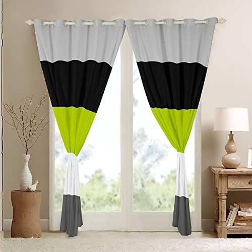 Cortinas geométricas de janela verde cortinas e cortinas cinza preto preto 52 wx63 l