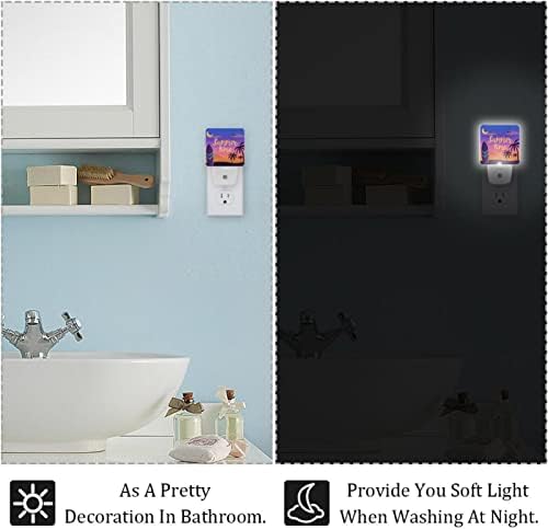 2 pacote de pacote Night Light Light Auto/On/Off Switch, Hello Summer With Sunset Beach Ideal para quarto, banheiro, viveiro,