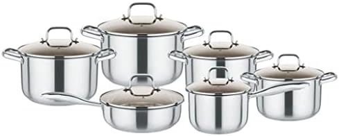 Xwozydr 304 Conte de utensílios de aço inoxidável Conjunto de utensílios de cozinha de 12 peças de panelas e panelas com tampa