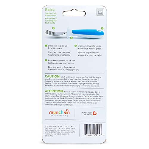 Munchkin® Raise ™ Fork e conjunto de utensílios de colher, 4 pacote, azul/verde