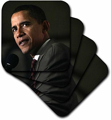 3drose LLC Barack Obama Monta russa de telha de cerâmica, conjunto de 8