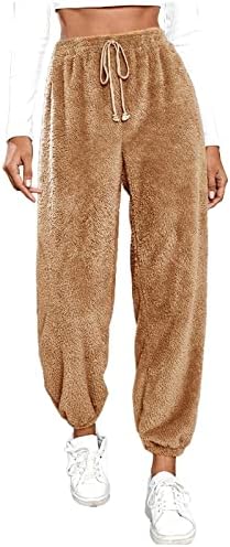 Calça de moletom de algodão feminina de algodão feminina de cor de cor de cor sólida de cor sólida de cor de luxo térmico