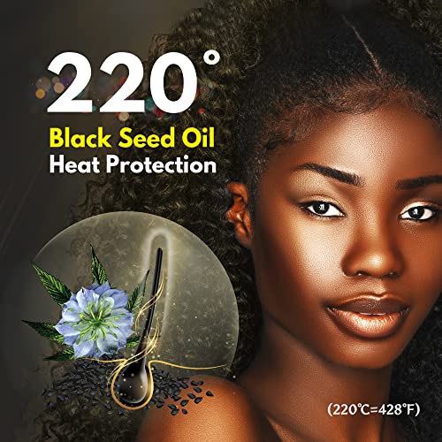 Beaut'e Seoul Protetora de calor para cabelos - Protetora de calor de óleo de semente preta para cabelos encaracolados