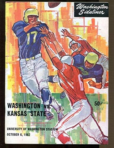 1962 Washington Huskies v Kansas State Football Program 10/6 Seattle Ex 44851 - Programas da faculdade
