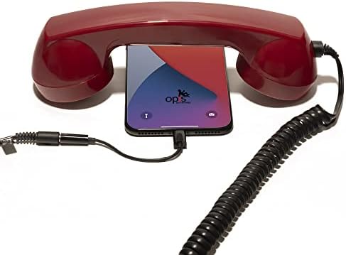 Aparelho retrô em fone de ouvido telefônico de estilo vermelho/antigo para telefones celulares Android, smartphones, tablets,
