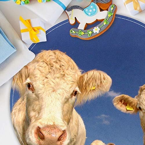 Heoeh animal três vaca, capacho sem deslizamento 15,7 de tapete redondo tapetes tapetes tapetes para crianças quarto de bebê quarto berçário