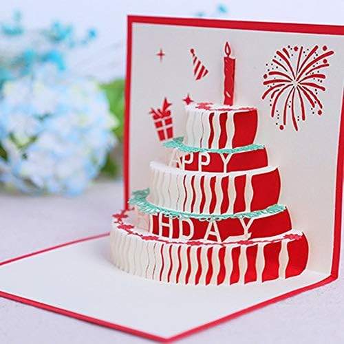 Creative Birthday Cake Candles 3D Pop -Up Paper Greeting Festival Gift Red Red muito prático e popular útil e profissional