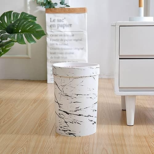 Latas de lixo xiaosaku para quarto estilo nórdico redonda imitação de mármore padrão de pressão do anel de pressão da casa pode ser criativo quarto lixo de lixo de lixo