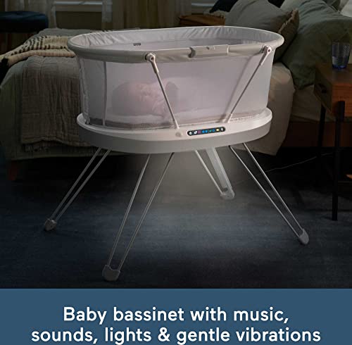 Fisher-Price Baby Baby Beds Luminate Bassinet com detecção de som Plus Música e sons de luzes personalizáveis