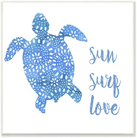 Stuell Industries Padrividades Blue Sea Turtle Beach Caligrafia, Design de Jackie Decker