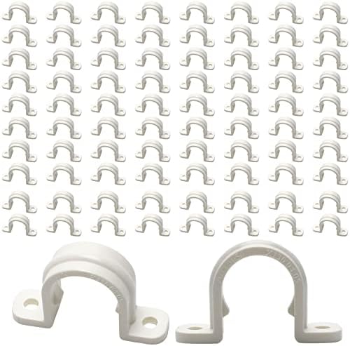 Grampos de tubo de plástico de 100 pcs - alça de tubo de 2 orifícios para tubos de PVC de 1/2 polegada de conduíte brancos