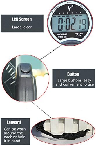 Biscont Digital Handheld Chronograph Timer Gym Stop Watch Big Numbering StopWatch Sport Timer com Lanyard TF307