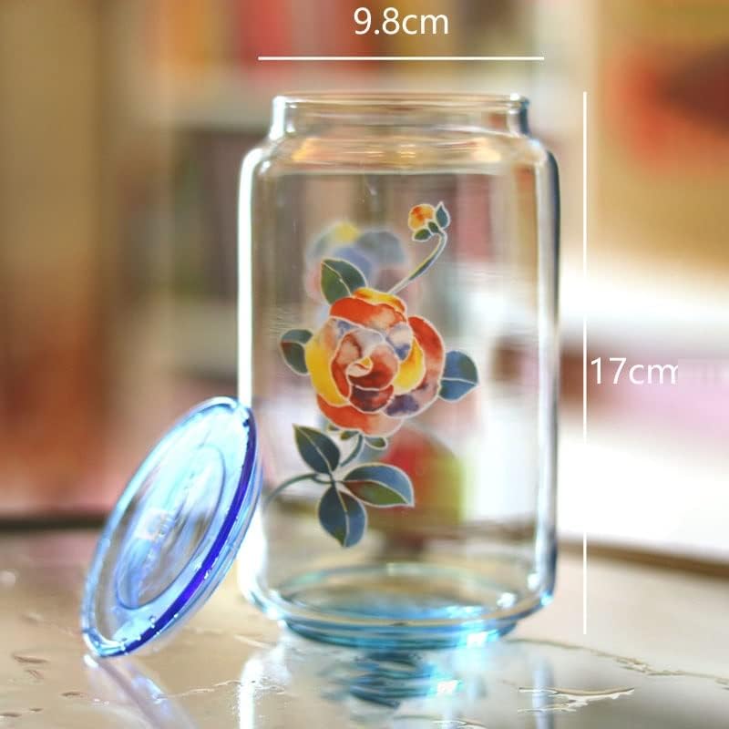Xbwei japonês jarra de armazenamento de vidro de estar mesa de café padrão de flores de lanche os frascos de doces de criatividade