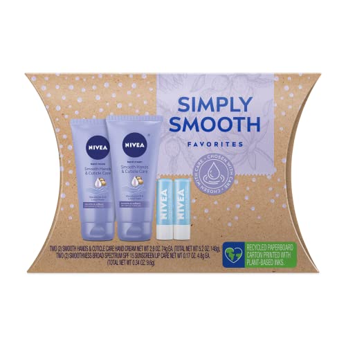 Nivea simplesmente suave conjunto de presentes, creme para as mãos Nivea e bálsamo para lábios de suavidade NIVEA,