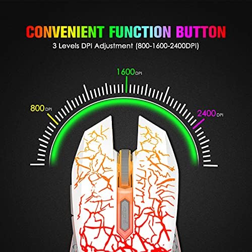 O teclado sem fio recarregável e a combinação de mouse com o pulso descanso arco -íris de luz de fundo mecânica Teclado RGB Crack