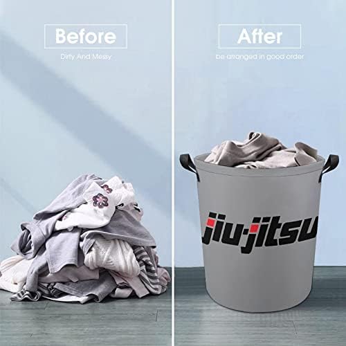 Jiu jitsu lavanderia cesto de roupas dobráveis ​​cesto de roupas altas com alças saco de armazenamento