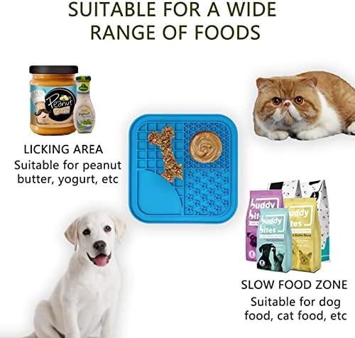 Lick tapete para cães ， 2 Pack Dog Food tapete, alimentador lento de cachorro, adequado para manteiga de amendoim, iogurte, lambida com copo de sucção ， sem perfume, seguro e fácil de limpar, reduzir a ansiedade e aliviar o tédio