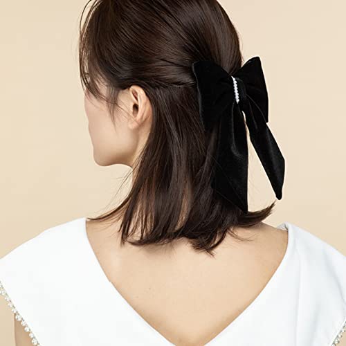 Taufe Hair Barrettes for Women Velvet Bow Hair pérolas de cabelo atado preto elegante barrette rabinho de cavalo penteado para