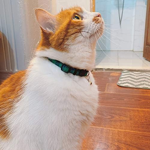Mdenovo Cat Collar Breakaway com Bell, Padrões de xadrez fofos Design de gatinhos de segurança de gatinhos ajustáveis ​​2