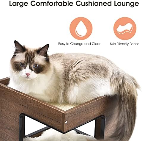 Yokee Modern Cat Tree para gatos internos - Torre de gato de 23,54 polegadas, 3 níveis de condomínio espaçoso de gato, móveis