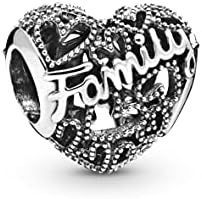 Pandora Jewelry Family Heart Sterling Silver Charm, sem caixa