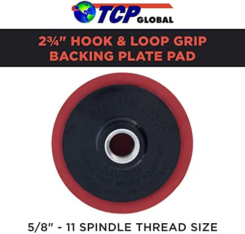TCP Global 2-3/4 Hook & Loop Grip Backing Plate Pad, 5/8 - 11 fios - Anexar 3 Buffing de lã ou espuma e almofadas de polimento - Backup de polidor rotativo universal Pad - Automotive, Polish, detalhamento do carro