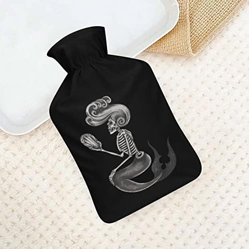 Rock Skull Mermaid Water Water Bottle Rubber injeção com tampa de pelúcia quente para a cama Cólicas menstruais de dor 1 litro