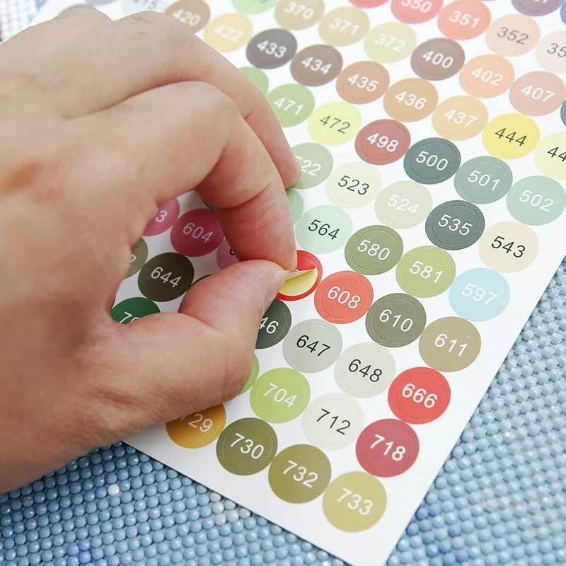 Adesivos de número de cores redondos de Fiyo, etiquetas DMC 447 para multicoloridas Aplicar a caixas de armazenamento de pintura