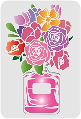 Fingerinspire Flower Vasy Estêncil estêncil estêncil 11,7x8,3 polegada Pintura floral pintura de flores de estêncil Flores plásticas