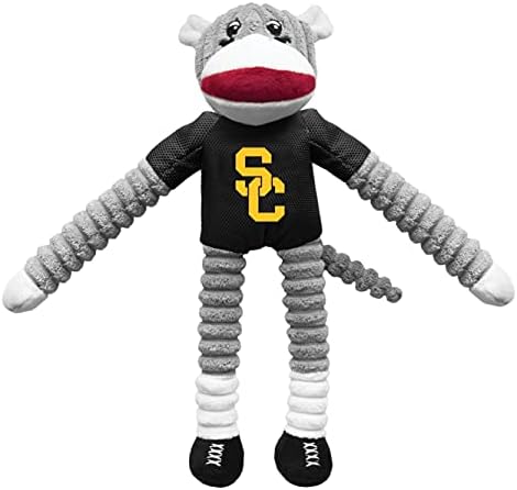 Littlearth Unissex-Adult NCAA USC Trojans Sock Monkey e Flying Disc Pet Toy Combo Conjunto, cor da equipe, um tamanho único