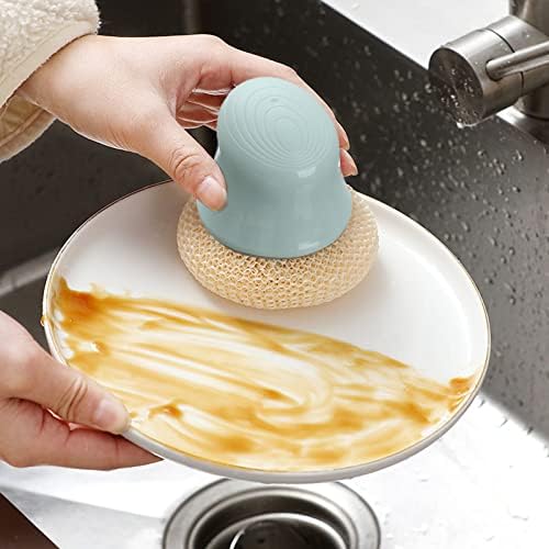 Bola de limpeza de esponja de lavagem da cozinha Messiyo com alça com alça multifuncional esponja esponja bola para maconha e lavagem de louça Limpeza de cozinha pequena escova de cozinha