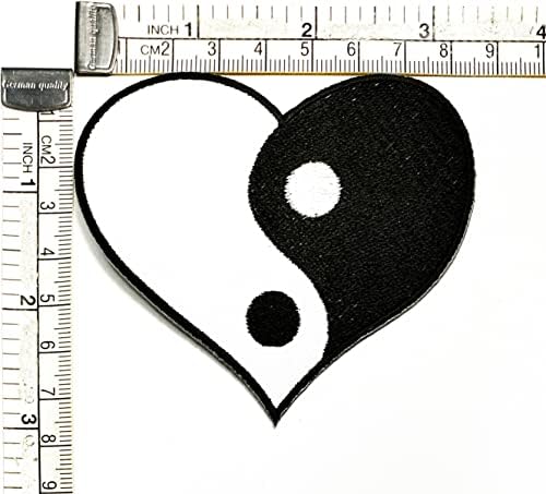 Kleenplus 3pcs. Black White Love Heart Yin e Yang Patch Aplique Craft Baby Girl Girl Mulheres Roupas Diy Costumo Acessório de Reparo Decorativo Patches