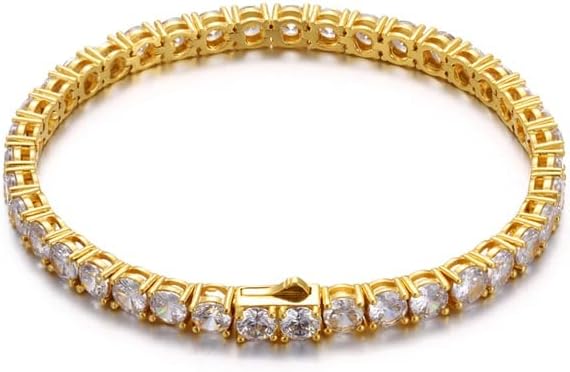 Bula Thi Spring Grosp 4mm 5mm Bracelets Cadeia de tênis Iced Out Bling Cubic Zirconia Chain para homens jóias de hip hop - ouro