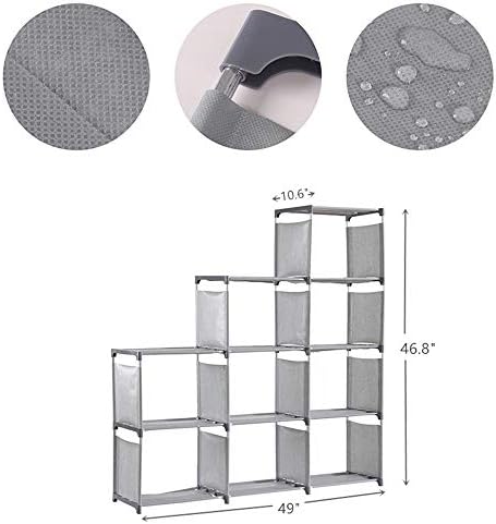 YCOCO 9 Cubes Bookshelf Office Storage Stage Armário de armazenamento de plástico, rack de armazenamento não tecido multifuncional,