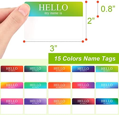 345 PCS Nome Tags Rainbow Adsether, Olá, meu nome é adesivo 15 cor, nome da tag adesivos, olá, meu nome é tag de nome, etiqueta de nome para o escritório da escola em casa