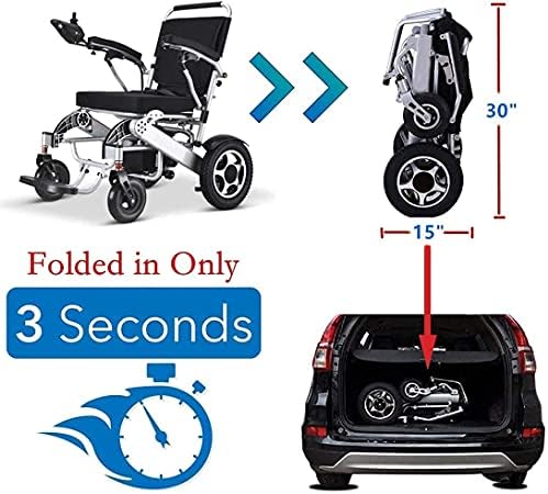 Neochy Fashion Portátil Cadeira de rodas portátil dobrável dobrável Deluxe portátil poderoso Mobilidade compacta de mobilidade compacta - pesa apenas 26 kg com 2 baterias
