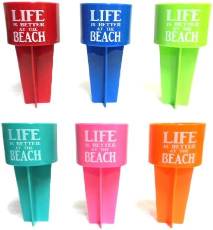 A vida de Spiker é melhor no porta -bebidas de Beach Beach, cores variadas, conjunto de 2