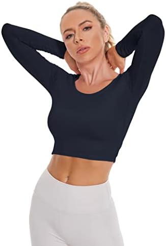 Chioni.od Camisetas de manga longa para mulheres trepadeiras Tops de ioga Top casual Sexy T para meninas adolescentes