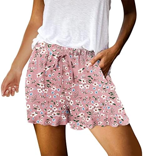 Shorts para mulheres de verão casual plus size alta cintura solta fit boho shorts retrô impressão respirável fofa praia shorts casuais