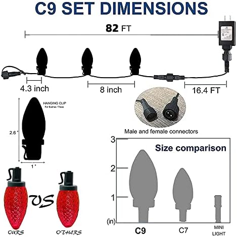 Dazzle Bright 5,5 polegadas 100 pacote de Natal C9 Stakes + 100 LED 66 pés C9 Luzes de cordas de Natal
