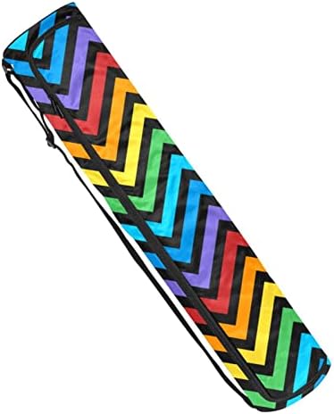 Bolsa de tapete de ioga unissex, transportadora de tapete de ioga com exercício com alça ajustável com alça de ombro colorido padrão de onda zag