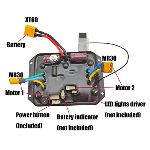 Kit de carregador de luzes traseiras remotas ESC para skate elétrico DIY, 10s 36V Motor de cubo dual esc 12V Luzes traseiras e carregador