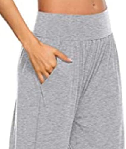 Calça de ioga de perna larga de maiyifu-gj para mulheres elásticas de cintura alta calças casuais